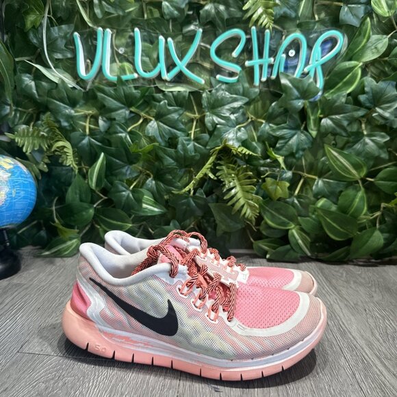 Nike Free 5.0 GS Running Shoes Size 5y/Womens 6.5 Lava Pink Pow 725114-100 - Picture 1 of 10